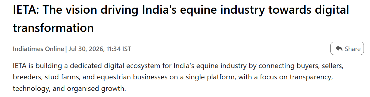 IETA: The vision driving India's equine industry towards digital transformation